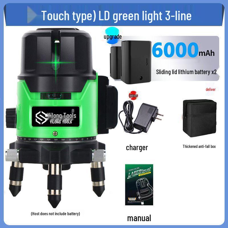 High-Precision Outdoor Laser Level with Infrared, Green, and Blue High-Brightness Beams - 2, 3, and 5-Line Automatic Leveling