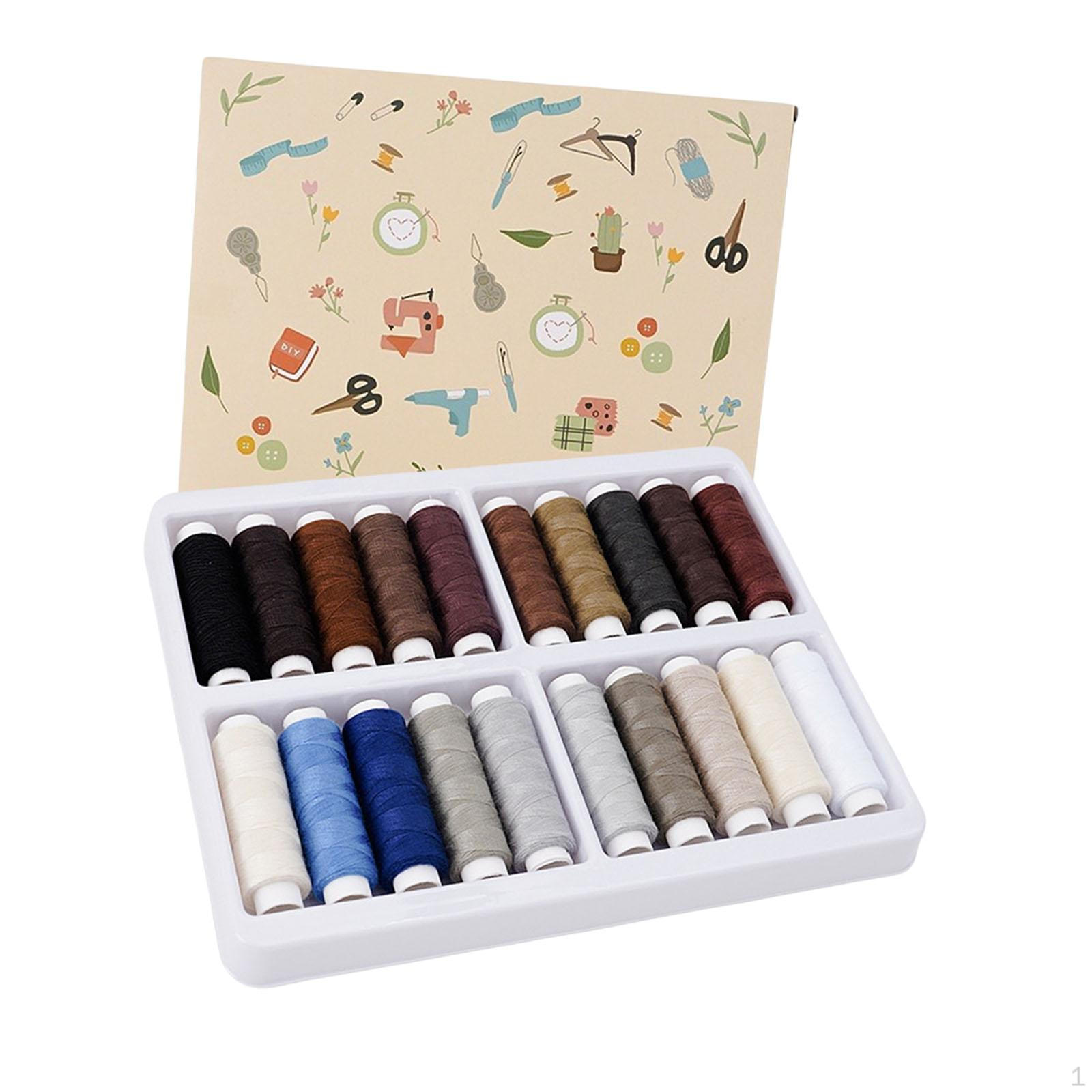 

20 Colors Sewing Thread Hand Stitching Threads DIY Crafts Assorted Yarn Roll for Dark Color