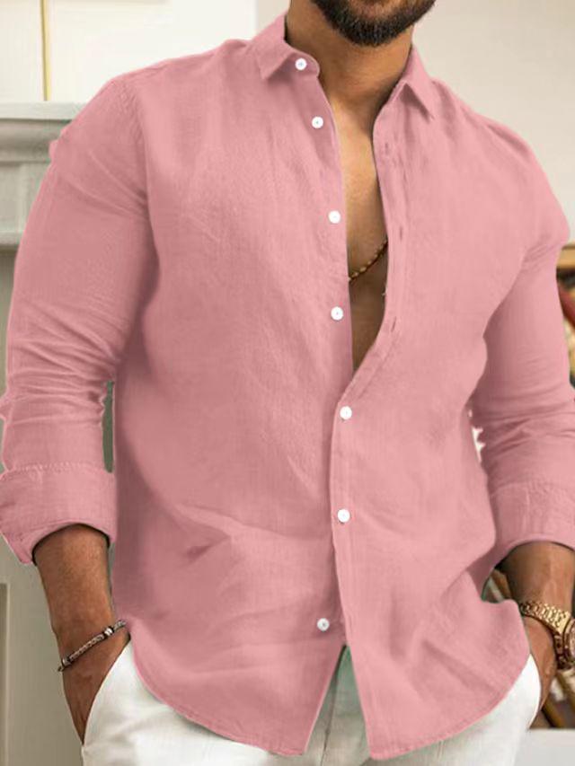 European/American Solid Cotton Linen Men's Casual Shirt, 2025 Youth Edition