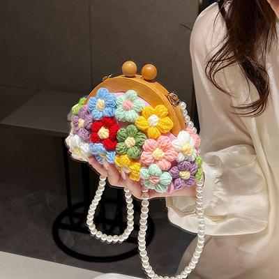 Fairy Bag Summer New 2025 Forest Literature and Art Flowers Foreign Atmosphere Small Fragrance Pearl Shoulder Canvas Shell Bag