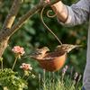 Large Capacity Hanging Bird Bath Feeder Rusty Metal Bird Water Drinker Animals Drinking Cup  Garden