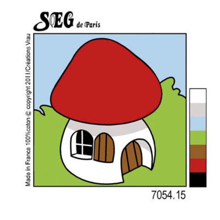 Kit canevas Soudan Maison champignon 20x20cm