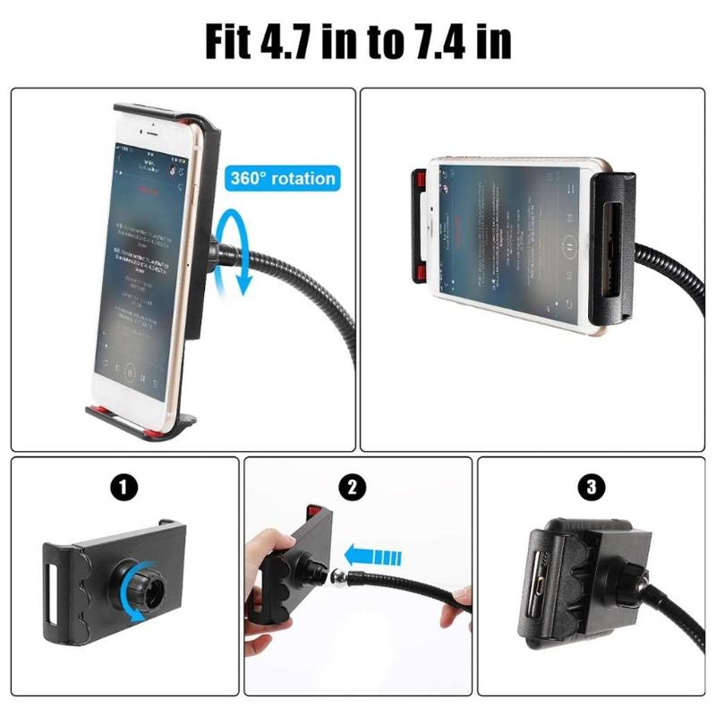 Microphone Desk Arm Stand Mount Boom Scissor Smartphone Clip Mic Holder with Tripod Mic Arm 360 Degree Rotation