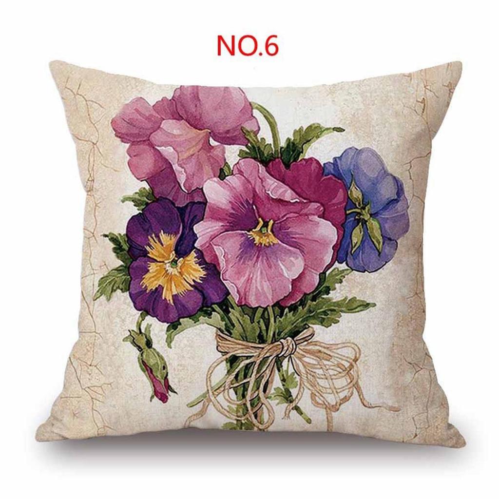 Elegant Nordic Flowers Cushion Cover Made of Cotton Linen for Home Decors