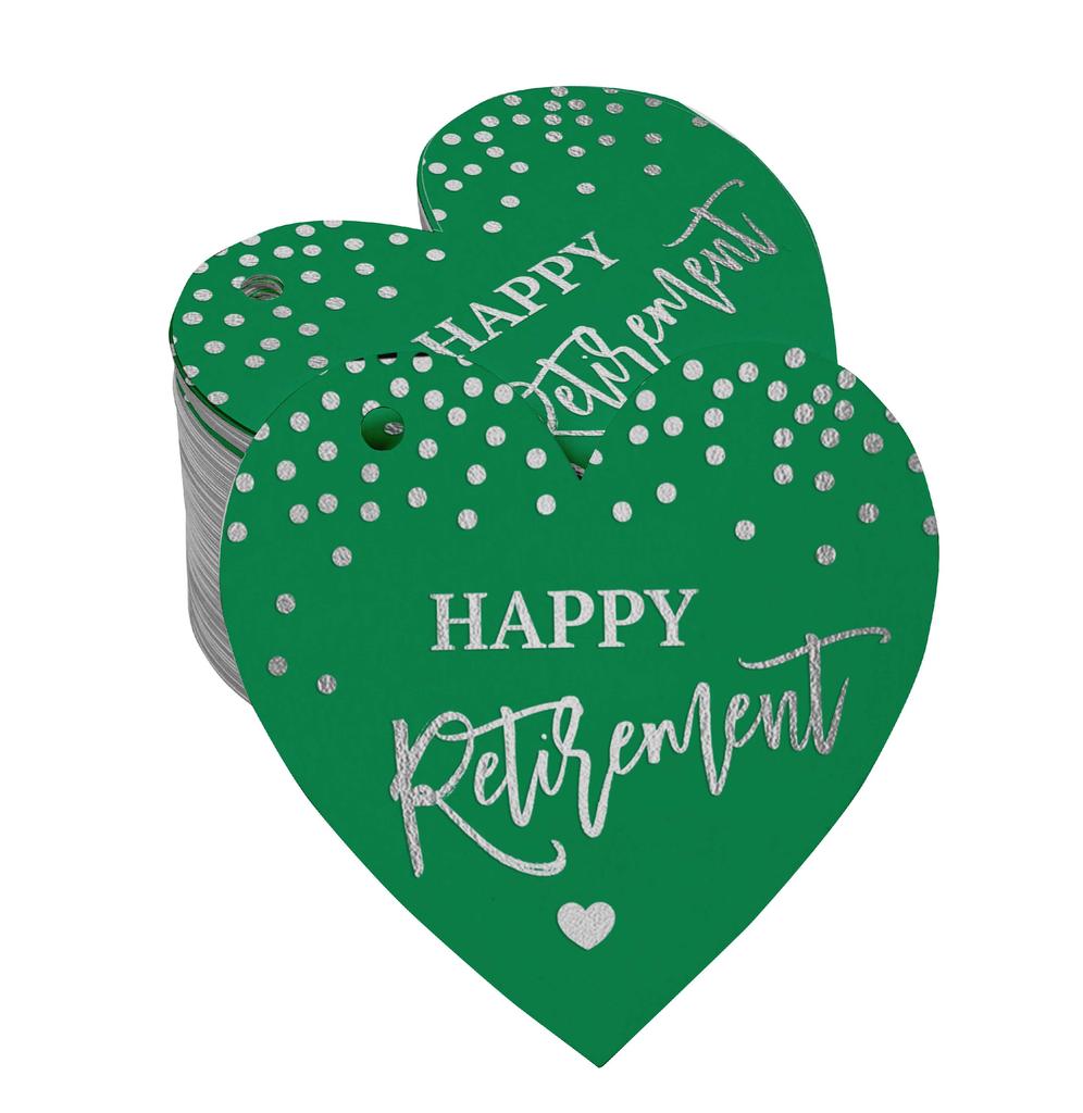 Inkdotpot Silver Foil Paper Hang Tag Happy Retirement Favor Tag 100 Pieces