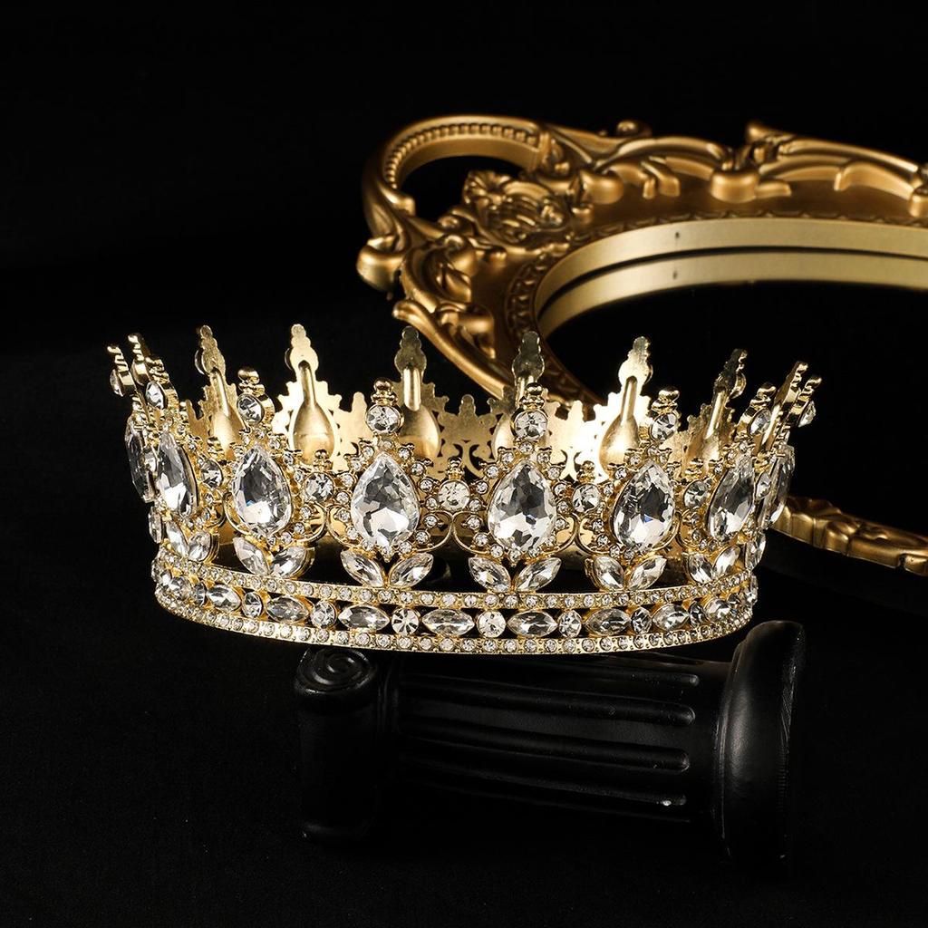 European-American Queen Crystal Alloy Round Crown Wedding Headdress