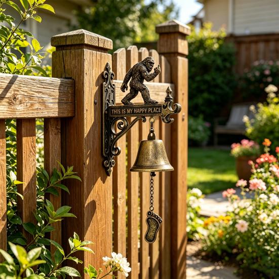 Yousheng Funny Doorbell, This is My Happy Place Rustic Animal Rustic Doorbell Decor, Resin Hanging Wall Bell, for Men Cabin Porch Garden Outdoor Decor