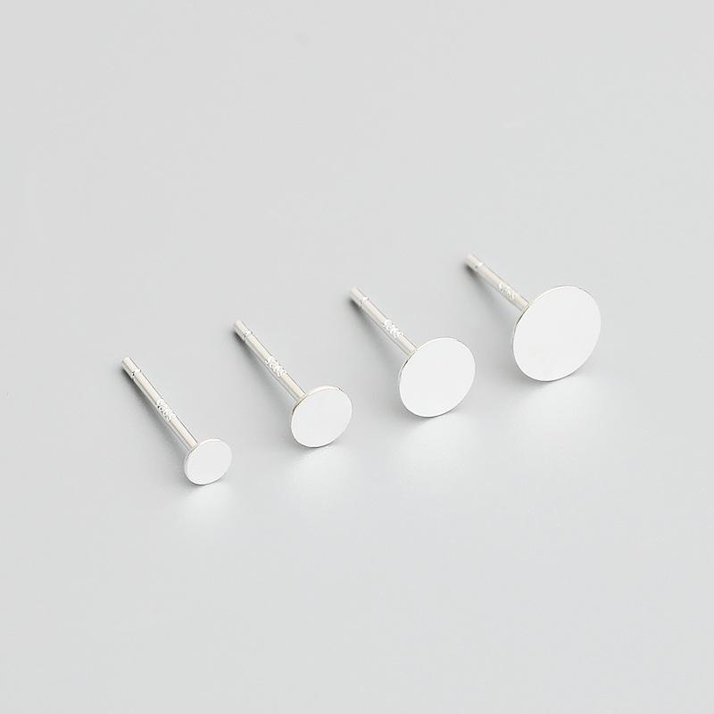 S925 Sterling Silver Flat Head Stud Earrings Pearl DIY Jewelry Accessories