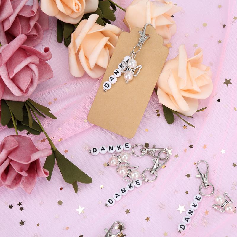 20pcs Guardian Angel Key Chain Pendant Gauze Bag Wedding Birthday Party Small Gift Metal Bag Key