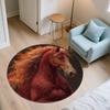 Red Horse,Round Area Rug,Carpet Rug for Living Room Bedroom Sofa Playroom Decor,Non-slip Floor Mat
