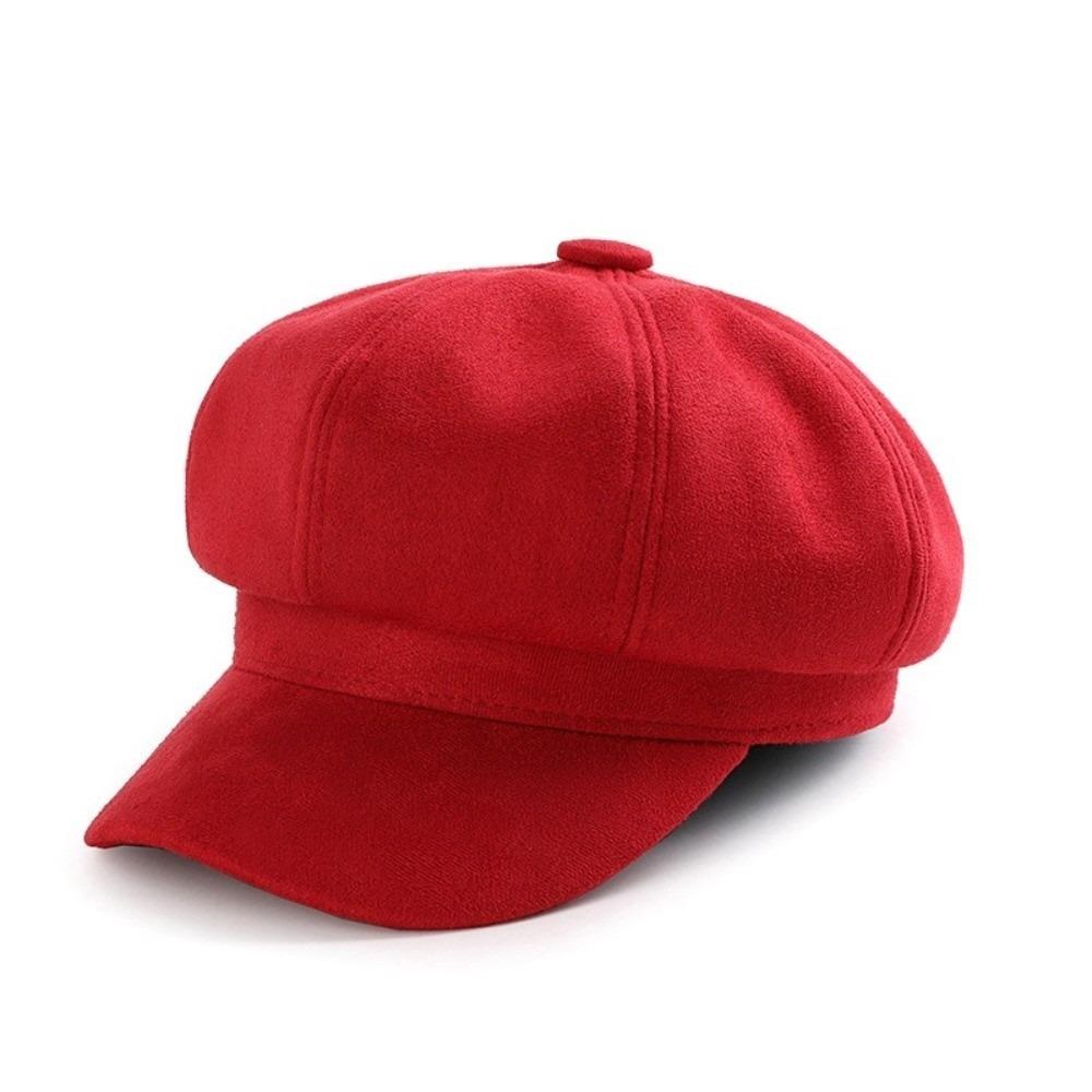 Korean Style Suede Octagonal Hat Solid Color Painter Cap Casual Newsboy Cap  Daily