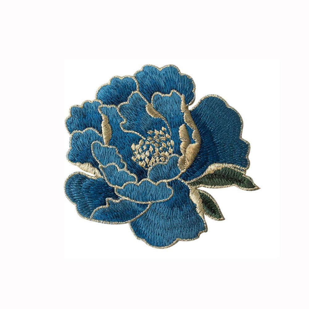 Chinese Style Peony Flower Embroidered Patches Sew on Clothes Patches Clothing Applique  Sewing