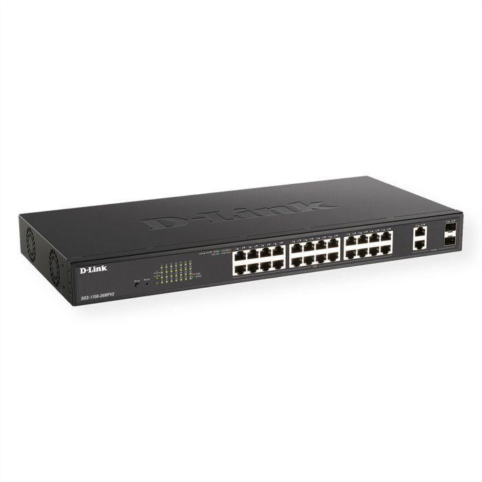 D-Link DGS 1100-26MPV2 - Commutateur - intelligent - Combo 24 x 10/100/1000 (PoE) + 2 x Gigabit SFP - de bureau, montable en rack -