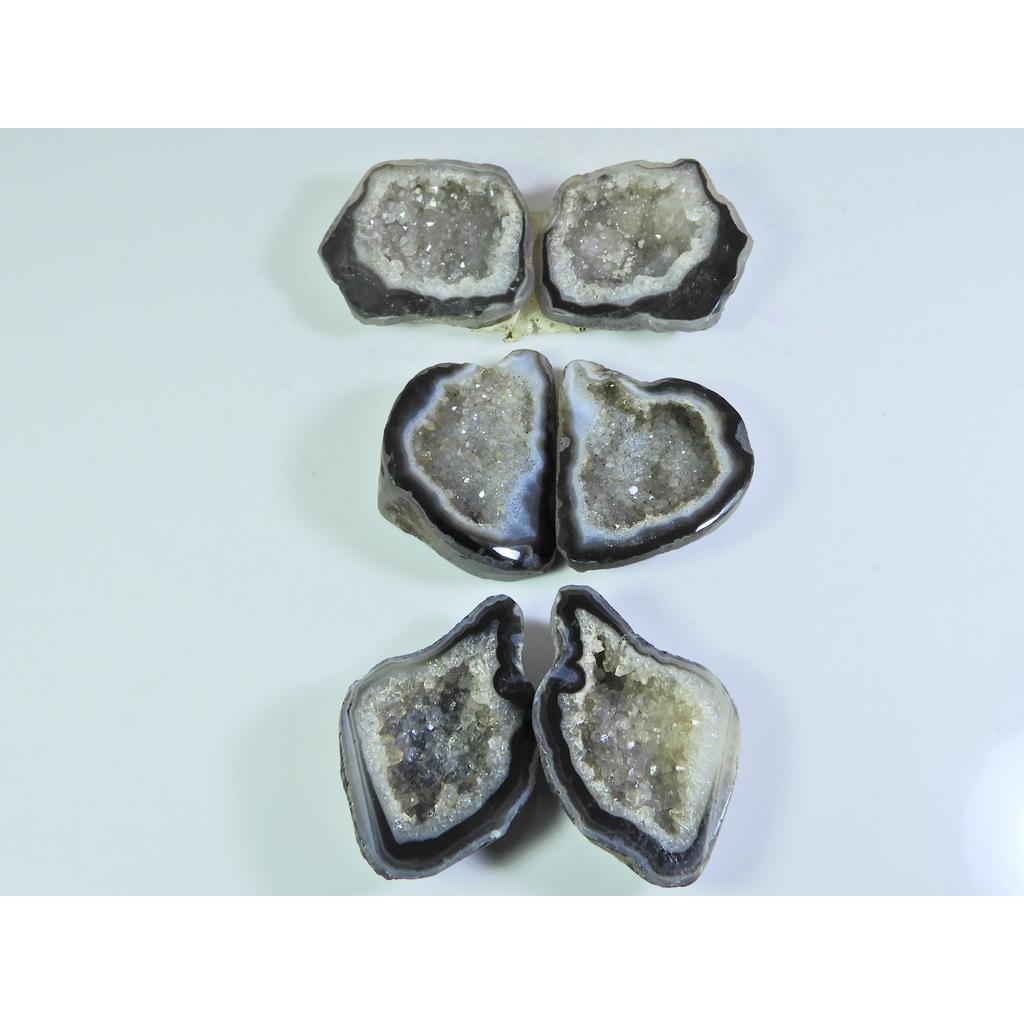 Dyed Slice Druzy Agate Matched Pair Cabochon Loose Gemstone 3Pair Lot 310Cts A-737