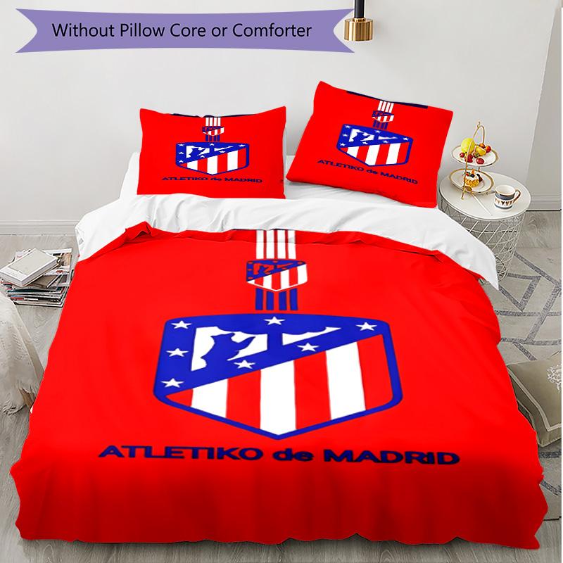 Set copripiumino 3 pezzi (1*Copripiumino + 2*Federe, Senza Nucleo), Set Biancheria da Letto Morbido Stagione Unica Atletico Madrid Print, Regalo Decorazione Camera da Letto