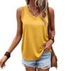 Damen locker V-Ausschnitt atmungsaktiv Baumwolle ärmellos Weste Tanktop, lässiges bequemes Sommer-T-Shirt für Damen Europäisch Amerikanisch grenzüberschreitend Heißer Verkauf