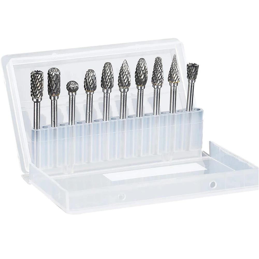 10 Piece Dual Cutting Hard Alloy Rotating Burr Set - Suitable for Woodworking, Drilling, Carving