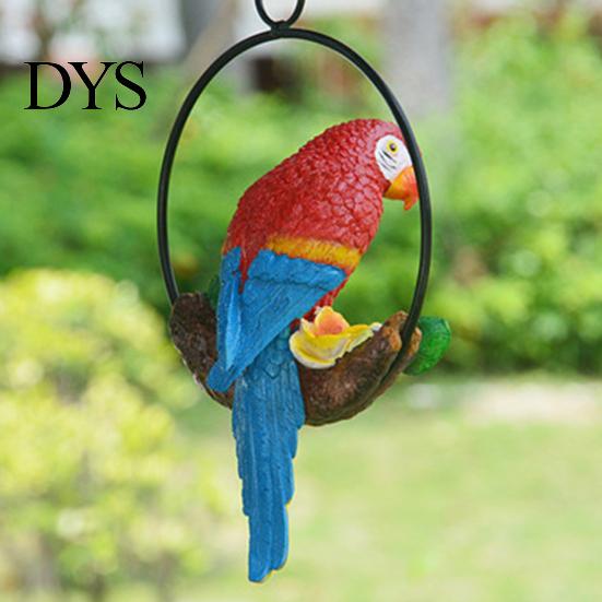 Garden Ornament Parrot with Ring Exquisite Colorfast Hanging Pendant Summer Bird Decoration