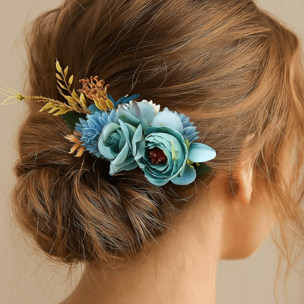 Multicolor Flower Hair Combs Cloth Thai Toothed Insert Comb Fashion Bridal Hairpin  Wedding