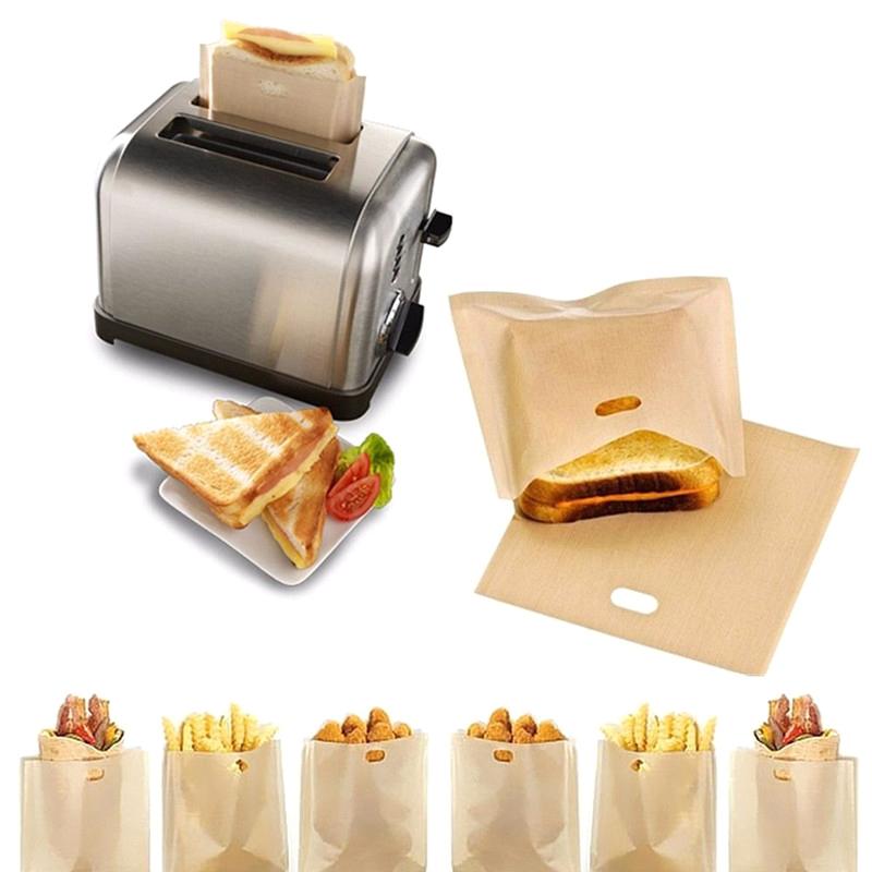 4Pcs Non Stick Reusable Heat-Resistant Toaster Bread Bags Cheese Sandwich Fries Heating Bags Cooking Tools Kitchen Accessories