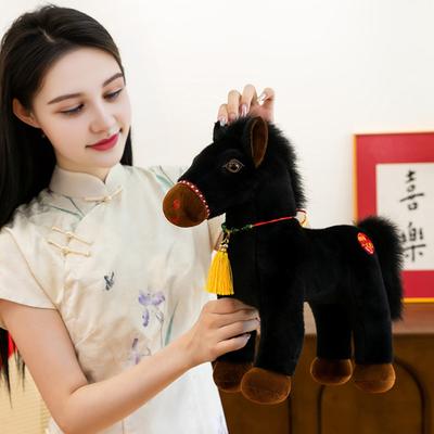 Boneca Cavalo Estilo Nacional Textura de Tecido Significado Auspicioso Figura de Cavalo Ano do Cavalo Bênçãos Brinquedo Boneca Macia