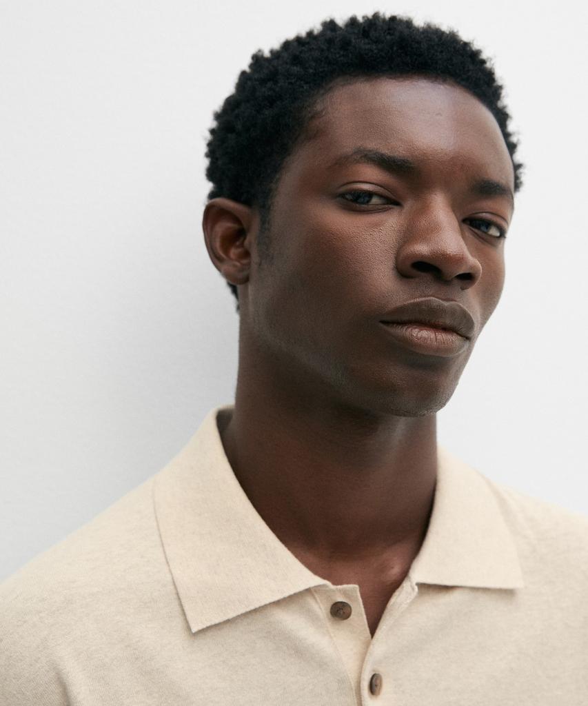Masimodutti Cotton Linen Button Polo Shirt