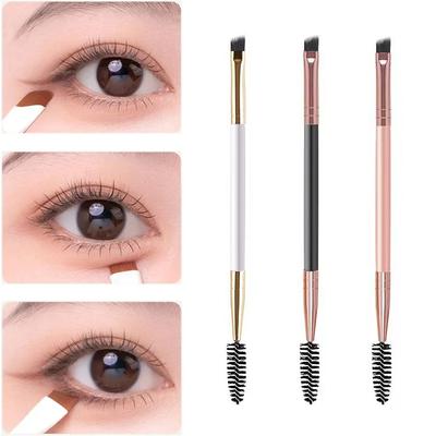 Doppelköpfiger Augenbrauenpinsel Spiralförmig Abgewinkelt Make-up-Pinsel Wimpernbürste Holzgriff Einzelpackung Bequem zu Tragen Schönheit