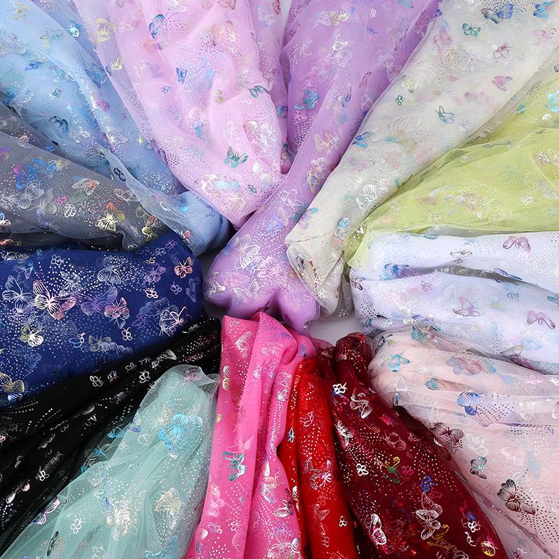 100x150cm Fancy Feather Butterfly Gauze Wedding Dress Shampooy Skirt Gauze Stage Costume Fabric Background Decorative Foil Gauze