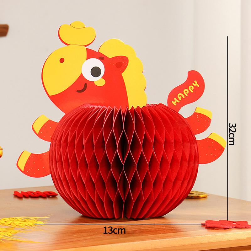Horse Shape Ornaments For  Chinese New Year Desktop Parper Honeycomb Balls Festival Party Gifts Room Decoration