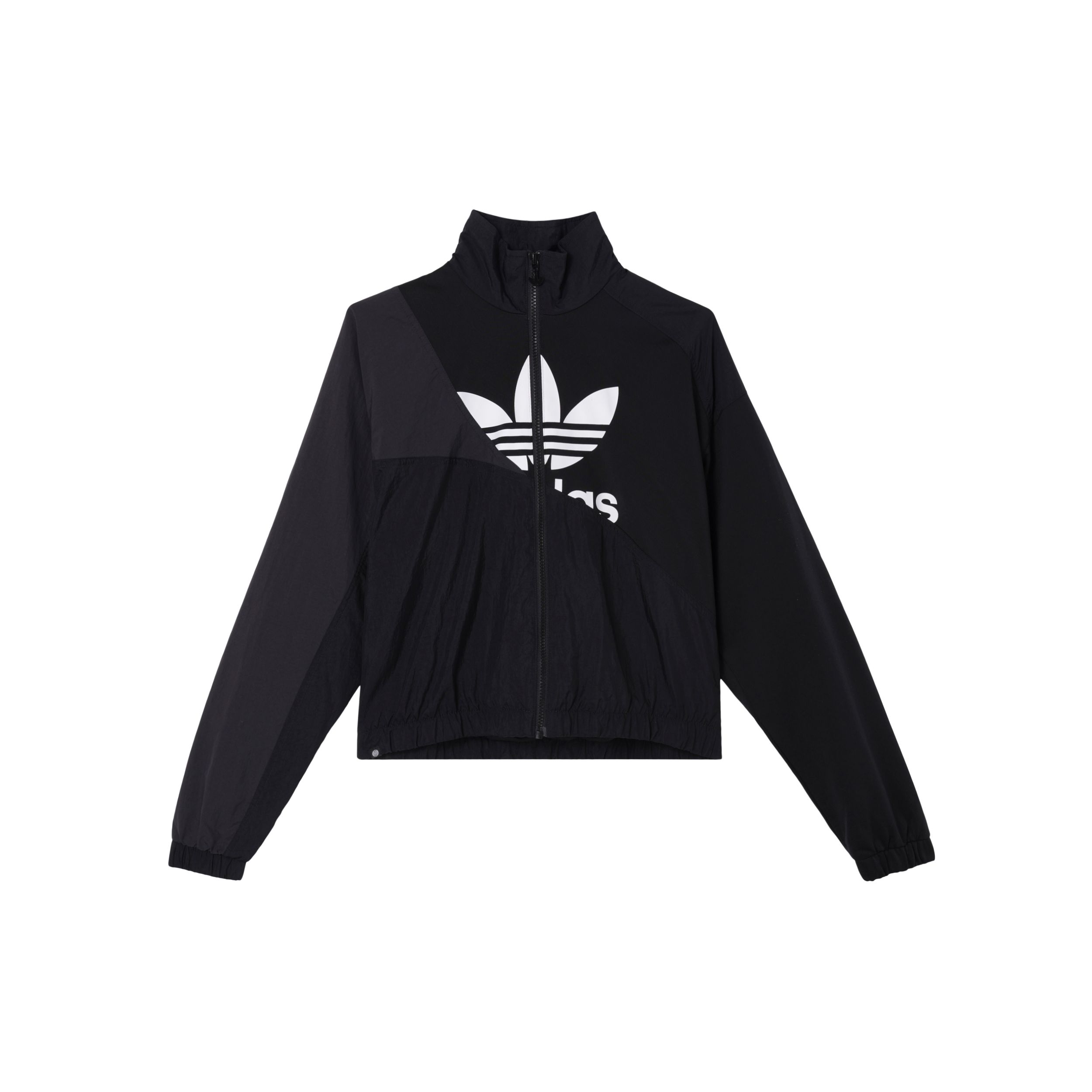 Adidas Оригинальная рабочая одежда Куртка спортивная на молнии с большим логотипом спереди Женская куртка Черная HC7056 30