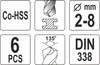 Metal Drill Set Co-Hss 6 Pieces 2-8Mm Yt-41602 Yato