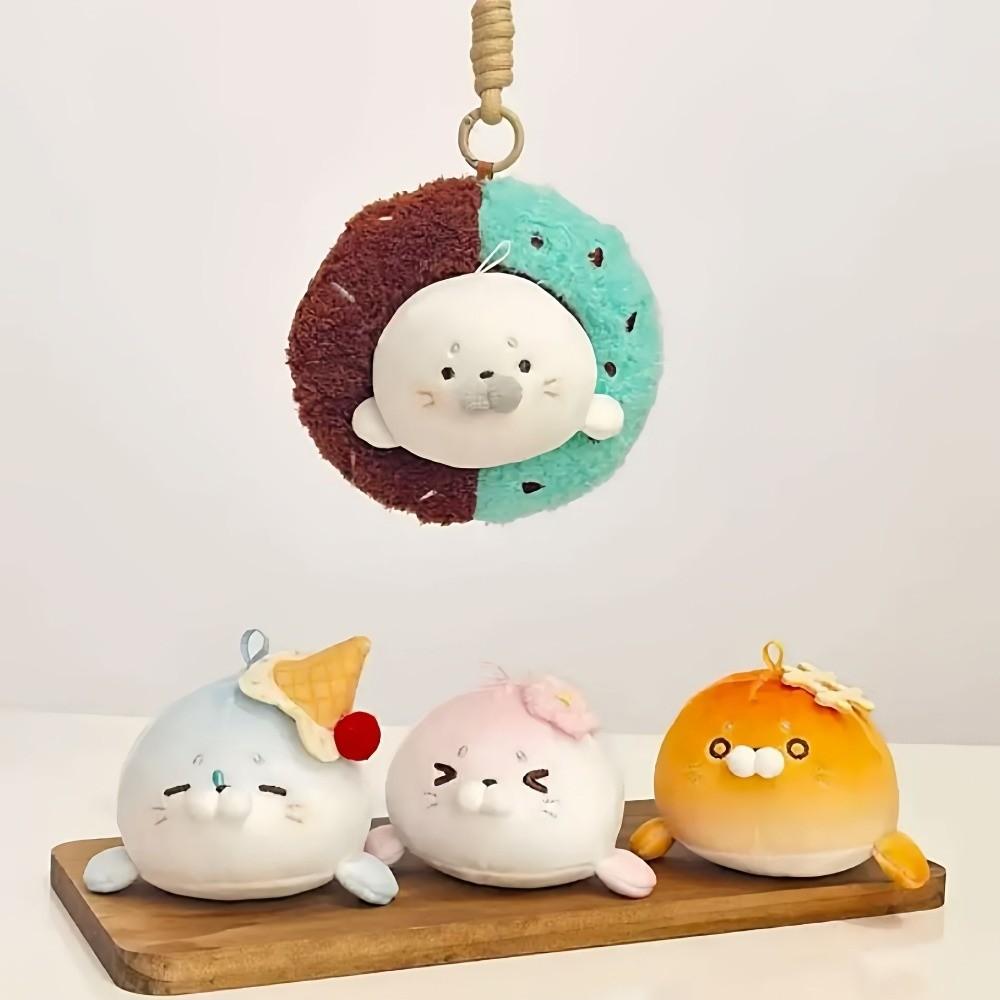 Ice Cream Seal Keychain Sakura Toast Seal Keyring Kawaii Sea Dog Pendant  Hanging Decoration