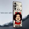 Cute Mafalda Girl Fashion Pattern Phone Case For Samsung Galaxy S25 S24 S23 S22 S21 S20 Plus Ultra Note20 Soft Black