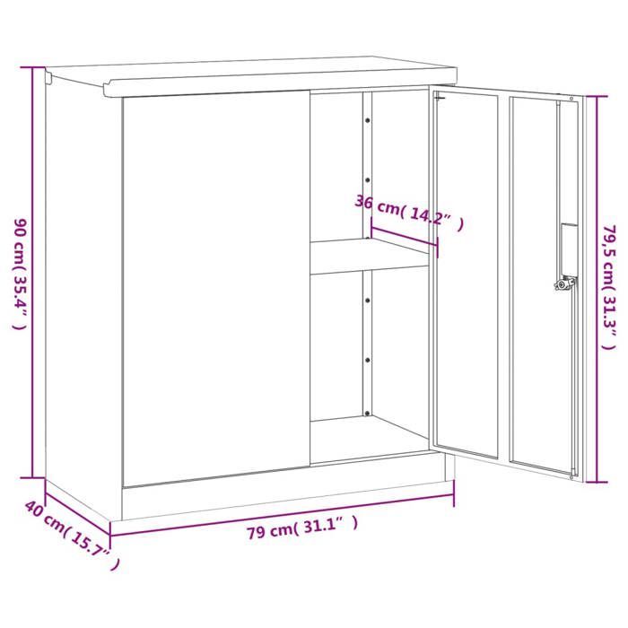 VidaXL Black Filing Cabinet 79x40x90 Cm Steel 339734