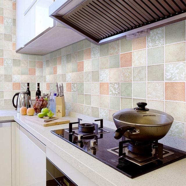 DIY Oil Proof Kitchen Furnitur Wall Stickers Self Adhesive Papel De Parede Bathroom Tile 3D Waterproof Vinyl Cabinet Wallpaper