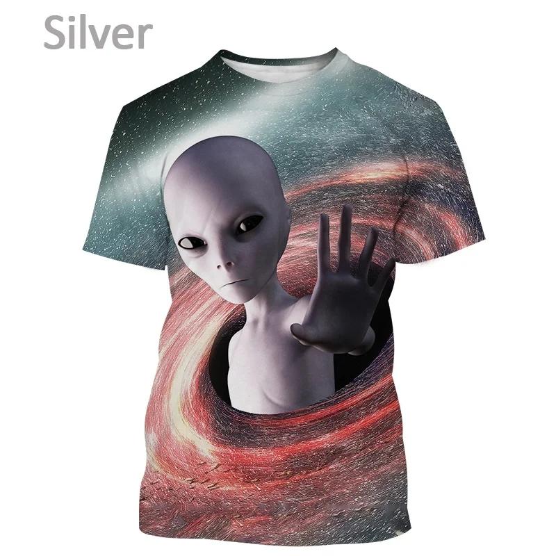 

Fashionable New Casual Short Sleeved Alien Fun Pattern Men s T-shirt Alien 3D Printed Street Round Neck Short Sleeved Top S