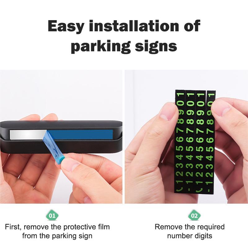 2Pcs Car Temporary Parking Number Plate Luminous With 4 Sets Of Numbers Temporary Stop Sign Phone Number Plate Hidden Switch