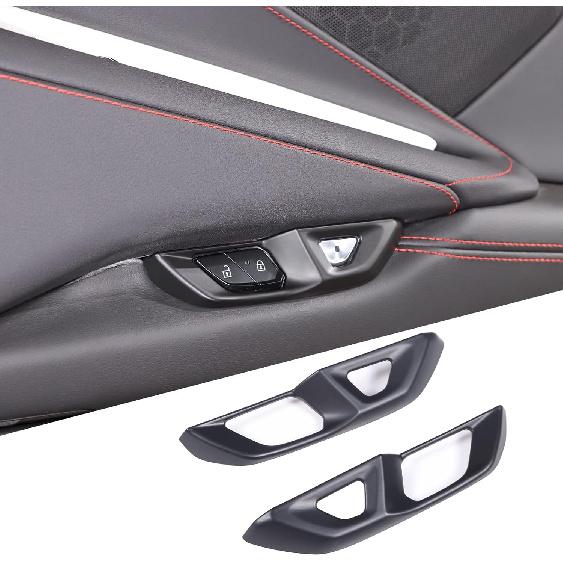 Door Lock Switch Button Cover Trim Compatible with Chevrolet Corvette C8 2020-2025, ABS Inner Door Handle Cover Accessories, 2PCS (Red) матовый черный