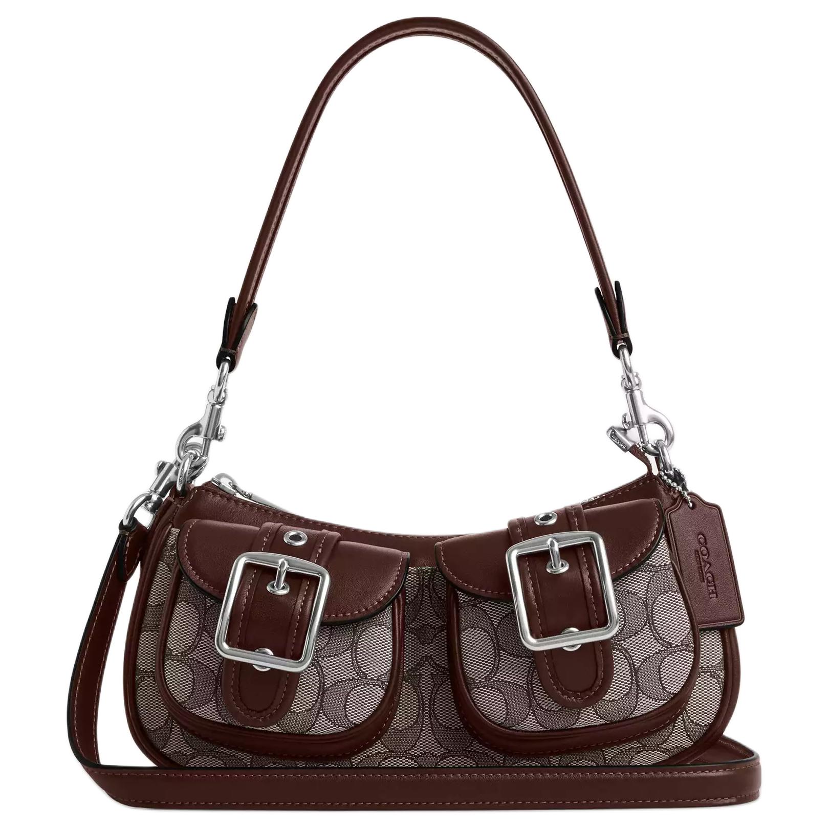

Coach Ashton 25 Logo Jacquard Shoulder Crossbody Bag Women handbags Silver Maple CBJ00-SVS8S Basic Set (Bag+Dust Bag)