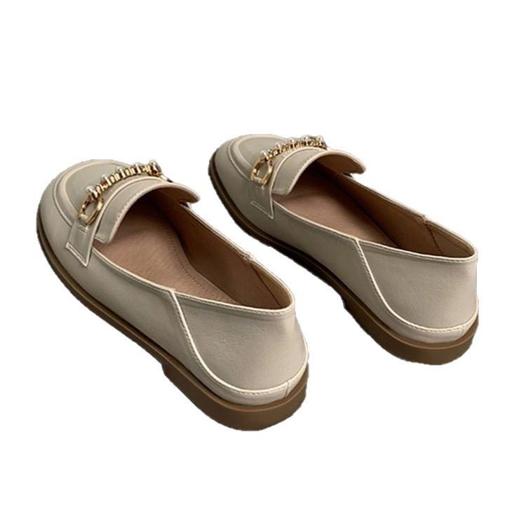 Women's Shoes 2025 New French Flat-soled Loafers, Women's Soft-soled Beanie Shoes, One-pedal Lazy Student Small Single Shoes