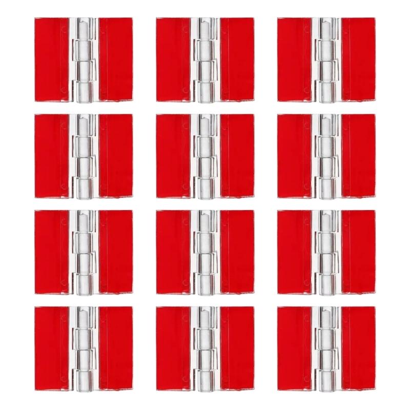 12pcs Clear Plastic Mini Hinges Auto Stick Backing Easy Installation No Glues Required Piano Styles for Craft Projects