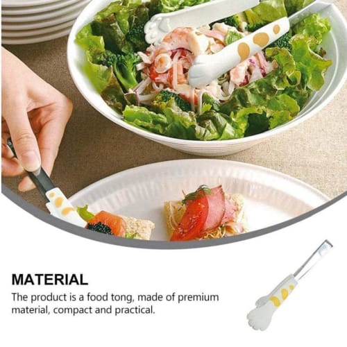 Froiny Cat Paw Food Tongs, Heat-Resistant Stainless Steel BBQ Tongs, Cute Design, Set of 2