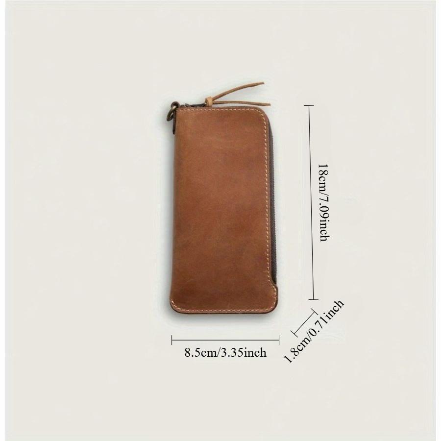 

1Pc Genuine Leather Wallet for Men--Male Real Cowhide Vintage Handmade Long Slim Zipper Clutch Men s Purse Card Holder Phone Bag