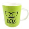 [L9167] - Green 'Moustache' Ceramic Mug (glasses)