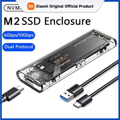 Xiaomi M.2 NVME PCIe NGFF SATA Dual Protocol SSD Case Clear USB Type C 10Gbps PCI-E M2 SSD Transparent External Enclosure Hard Disk Box