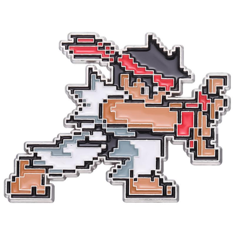 Fighter Fashionable Street Game Cartoon Brooch Pin With Eyecatching Flame Details