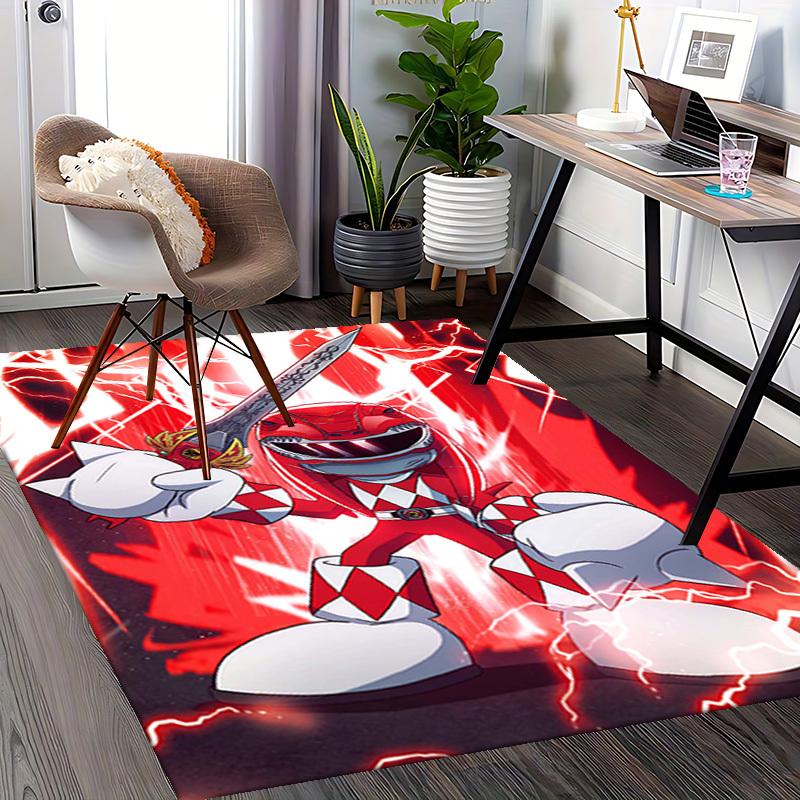 1pc Red Ranger Sword Office Chair Mat - Anime Cartoon Design, Non-Slip Carpet for Home Decor, Suitable for All Seasons.T072