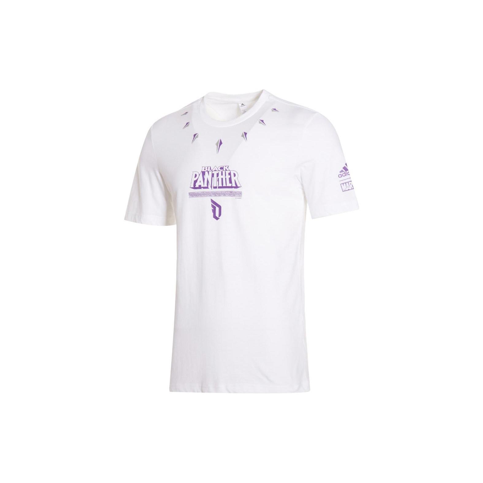 Men s adidas Alphabet Printing Round Neck Pullover Casual Short Sleeve White T-Shirt FM2812 M