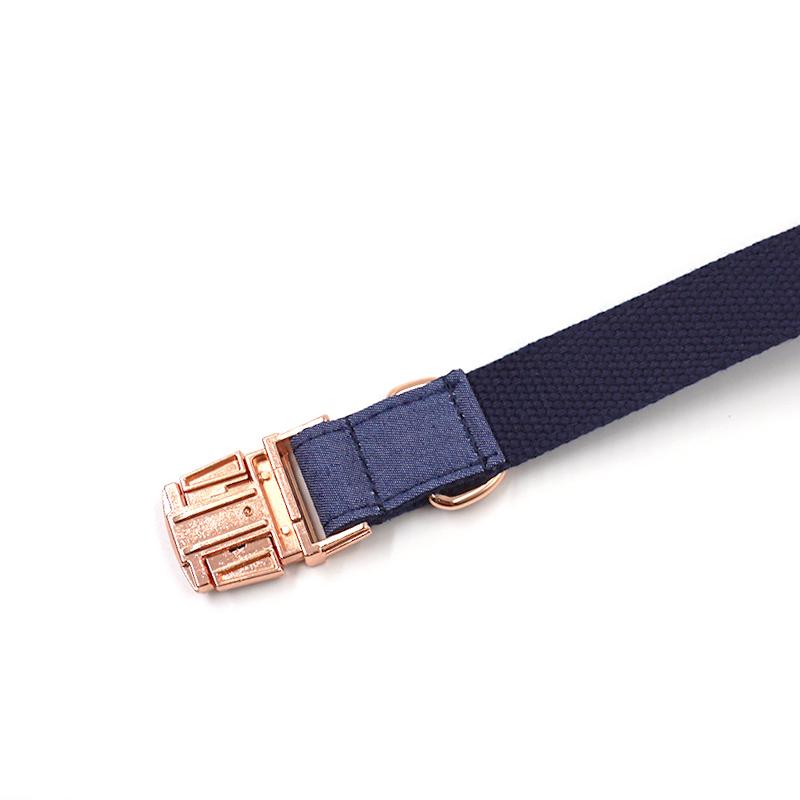 Chinese Leading Factory Custom High Quality Luxury Denim Metal Buckle Dog Collar Rose Gold Hardware Pet Collars Private Label