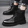 Fashion All-match Lace-Up Male Comfortable Ankle Boots Real Leather Men's Casual High Top Shoes 2024 New Arrival  Boots for Men
